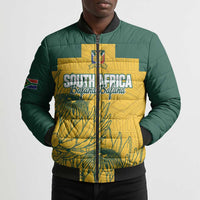 Custom South Africa Soccer Bomber Puffer Jacket From Protea Roots We Rise - Wonder Print Shop