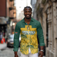 Custom South Africa Soccer Long Sleeve Button Shirt From Protea Roots We Rise - Wonder Print Shop