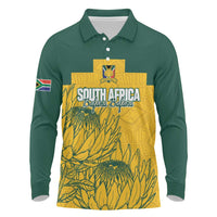 Custom South Africa Soccer Long Sleeve Polo Shirt From Protea Roots We Rise - Wonder Print Shop