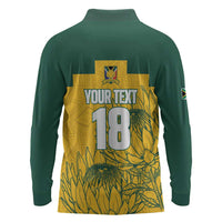 Custom South Africa Soccer Long Sleeve Polo Shirt From Protea Roots We Rise - Wonder Print Shop