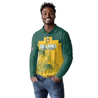 Custom South Africa Soccer Long Sleeve Polo Shirt From Protea Roots We Rise - Wonder Print Shop