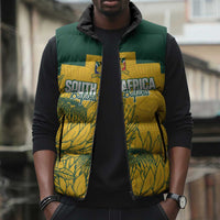 Custom South Africa Soccer Sleeveless Puffer Jacket From Protea Roots We Rise - Wonder Print Shop
