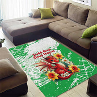 Wales Saint David’s Day Personalized Area Rug Funny Welsh Dragon Daffodil - Wonder Print Shop