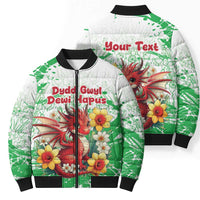 Wales Saint David’s Day Personalized Bomber Puffer Jacket Funny Welsh Dragon Daffodil - Wonder Print Shop