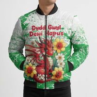 Wales Saint David’s Day Personalized Bomber Puffer Jacket Funny Welsh Dragon Daffodil - Wonder Print Shop