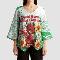 Wales Saint David’s Day Personalized Kimono Sleeve Blouse Funny Welsh Dragon Daffodil - Wonder Print Shop