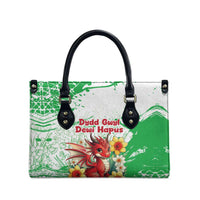 Wales Saint David’s Day Personalized Leather Bag Funny Welsh Dragon Daffodil - Wonder Print Shop
