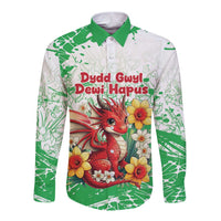 Wales Saint David’s Day Personalized Long Sleeve Button Shirt Funny Welsh Dragon Daffodil - Wonder Print Shop