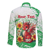 Wales Saint David’s Day Personalized Long Sleeve Button Shirt Funny Welsh Dragon Daffodil - Wonder Print Shop