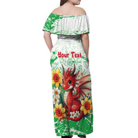 Wales Saint David’s Day Personalized Off Shoulder Maxi Dress Funny Welsh Dragon Daffodil - Wonder Print Shop
