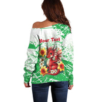 Wales Saint David’s Day Personalized Off Shoulder Sweater Funny Welsh Dragon Daffodil - Wonder Print Shop