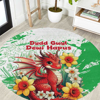 Wales Saint David’s Day Personalized Round Carpet Funny Welsh Dragon Daffodil - Wonder Print Shop