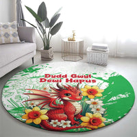 Wales Saint David’s Day Personalized Round Carpet Funny Welsh Dragon Daffodil - Wonder Print Shop