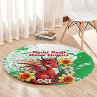 Wales Saint David’s Day Personalized Round Carpet Funny Welsh Dragon Daffodil - Wonder Print Shop