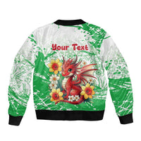 Wales Saint David’s Day Personalized Sleeve Zip Bomber Jacket Funny Welsh Dragon Daffodil - Wonder Print Shop