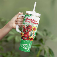 Wales Saint David’s Day Personalized Tumbler With Handle Funny Welsh Dragon Daffodil - Wonder Print Shop