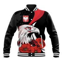 Personalized Poland Eagle Baseball Jacket Rzeczpospolita Polska Poppy Flower