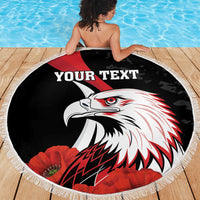 Personalized Poland Eagle Beach Blanket Rzeczpospolita Polska Poppy Flower