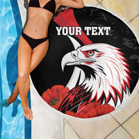 Personalized Poland Eagle Beach Blanket Rzeczpospolita Polska Poppy Flower