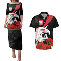 Personalized Poland Eagle Couples Matching Puletasi and Hawaiian Shirt Rzeczpospolita Polska Poppy Flower