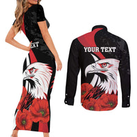 Personalized Poland Eagle Couples Matching Short Sleeve Bodycon Dress and Long Sleeve Button Shirt Rzeczpospolita Polska Poppy Flower