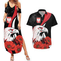 Personalized Poland Eagle Couples Matching Summer Maxi Dress and Hawaiian Shirt Rzeczpospolita Polska Poppy Flower