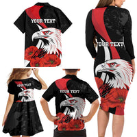 Personalized Poland Eagle Family Matching Long Sleeve Bodycon Dress and Hawaiian Shirt Rzeczpospolita Polska Poppy Flower
