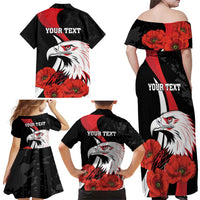 Personalized Poland Eagle Family Matching Off Shoulder Maxi Dress and Hawaiian Shirt Rzeczpospolita Polska Poppy Flower
