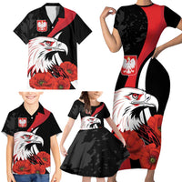 Personalized Poland Eagle Family Matching Short Sleeve Bodycon Dress and Hawaiian Shirt Rzeczpospolita Polska Poppy Flower