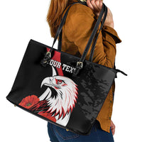 Personalized Poland Eagle Leather Tote Bag Rzeczpospolita Polska Poppy Flower