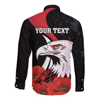 Personalized Poland Eagle Long Sleeve Button Shirt Rzeczpospolita Polska Poppy Flower