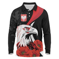Personalized Poland Eagle Long Sleeve Polo Shirt Rzeczpospolita Polska Poppy Flower