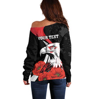 Personalized Poland Eagle Off Shoulder Sweater Rzeczpospolita Polska Poppy Flower