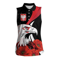Personalized Poland Eagle Women Sleeveless Polo Shirt Rzeczpospolita Polska Poppy Flower