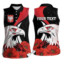 Personalized Poland Eagle Women Sleeveless Polo Shirt Rzeczpospolita Polska Poppy Flower