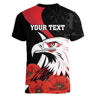 Personalized Poland Eagle Women V-Neck T-Shirt Rzeczpospolita Polska Poppy Flower