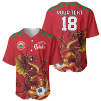 Custom Wales Football Baseball Jersey Y Ddraig Goch Ddyry Cychwyn