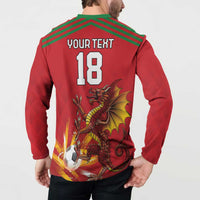 Custom Wales Football Button Sweatshirt Y Ddraig Goch Ddyry Cychwyn