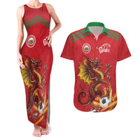 Custom Wales Football Couples Matching Tank Maxi Dress and Hawaiian Shirt Y Ddraig Goch Ddyry Cychwyn