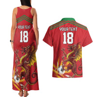 Custom Wales Football Couples Matching Tank Maxi Dress and Hawaiian Shirt Y Ddraig Goch Ddyry Cychwyn