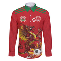 Custom Wales Football Family Matching Off The Shoulder Long Sleeve Dress and Hawaiian Shirt Y Ddraig Goch Ddyry Cychwyn