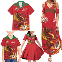 Custom Wales Football Family Matching Summer Maxi Dress and Hawaiian Shirt Y Ddraig Goch Ddyry Cychwyn