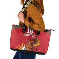 Custom Wales Football Leather Tote Bag Y Ddraig Goch Ddyry Cychwyn