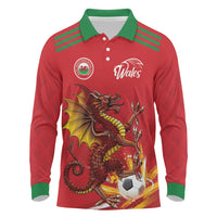 Custom Wales Football Long Sleeve Polo Shirt Y Ddraig Goch Ddyry Cychwyn