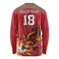 Custom Wales Football Long Sleeve Shirt Y Ddraig Goch Ddyry Cychwyn