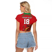 Custom Wales Football Raglan Cropped T Shirt Y Ddraig Goch Ddyry Cychwyn