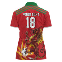 Custom Wales Football Women Polo Shirt Y Ddraig Goch Ddyry Cychwyn