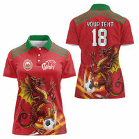 Custom Wales Football Women Polo Shirt Y Ddraig Goch Ddyry Cychwyn