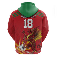 Custom Wales Football Zip Hoodie Y Ddraig Goch Ddyry Cychwyn