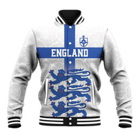 Custom England Fooball Baseball Jacket The Three Lions Blue Version